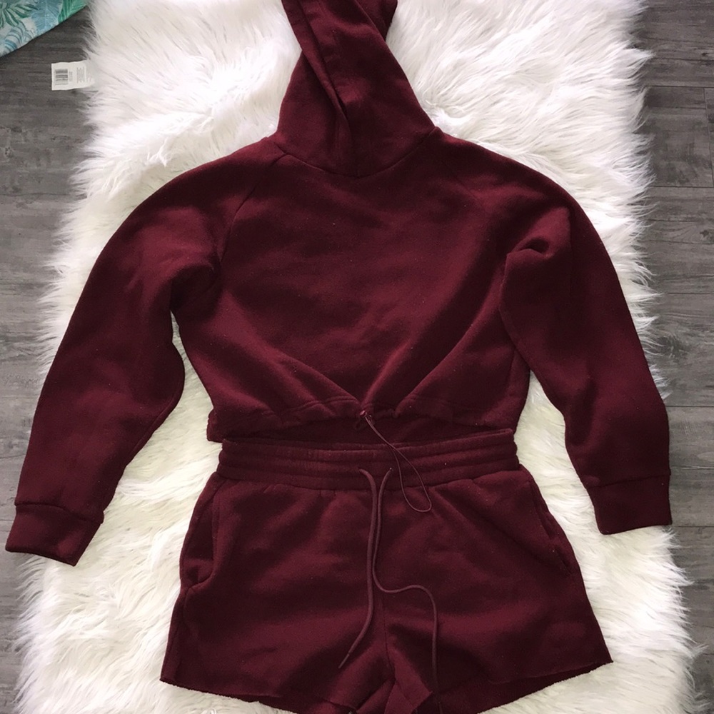 Two piece Burgundy Hoodie set